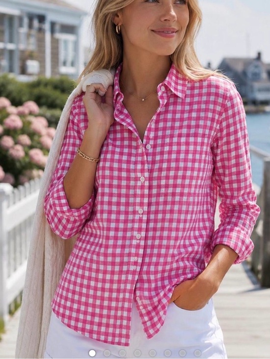 J. Crew Tops - J. Crew Pink and White Gingham Shirt
